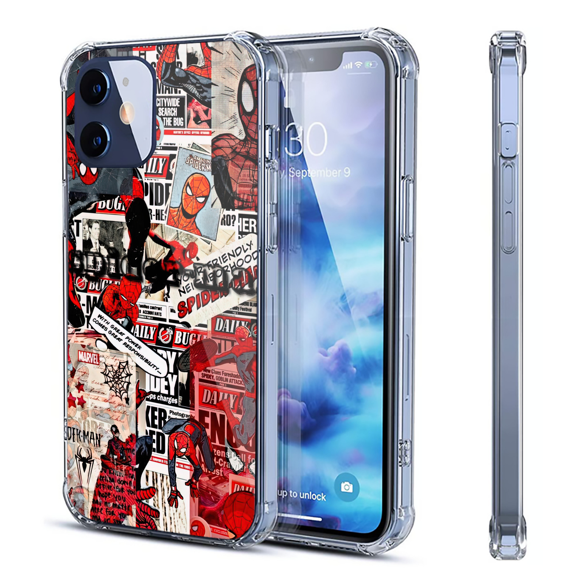 （画像用） Spider Man スパイダーマン 【iPhone 12シリーズ対応】透明スマホケース（クリアソフトケース）